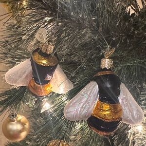 Bee Hornet Ornament Set - Black and Gold